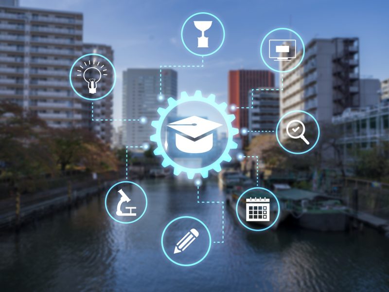 city-committed-education-collage-concept